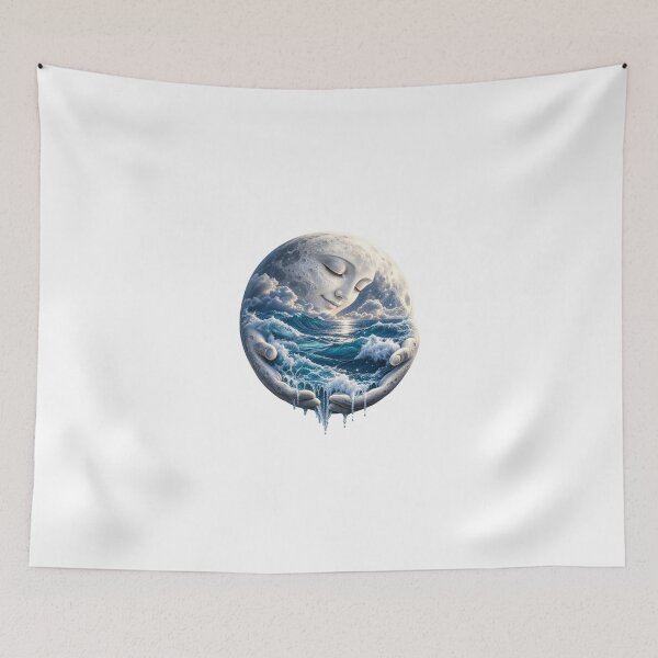 Item preview, Moon Holding the Ocean – Celestial Sea Surreal Nature Art designed and sold by Prince Tripathi .