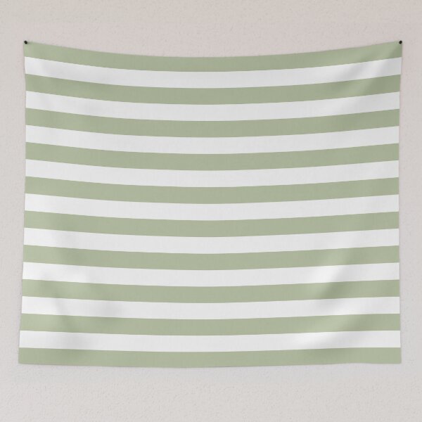 Item preview, Horizontal stripes in sage green and white designed and sold by RishabhArts1.