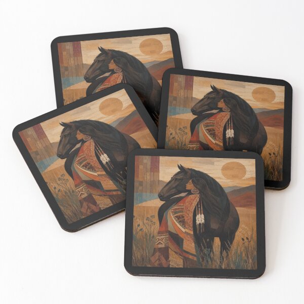 Item preview, Tribal Woman Black Horse Artwork  designed and sold by NivyasArtistry.