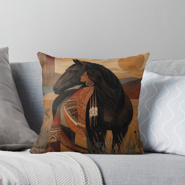 Item preview, Tribal Woman Black Horse Artwork  designed and sold by NivyasArtistry.