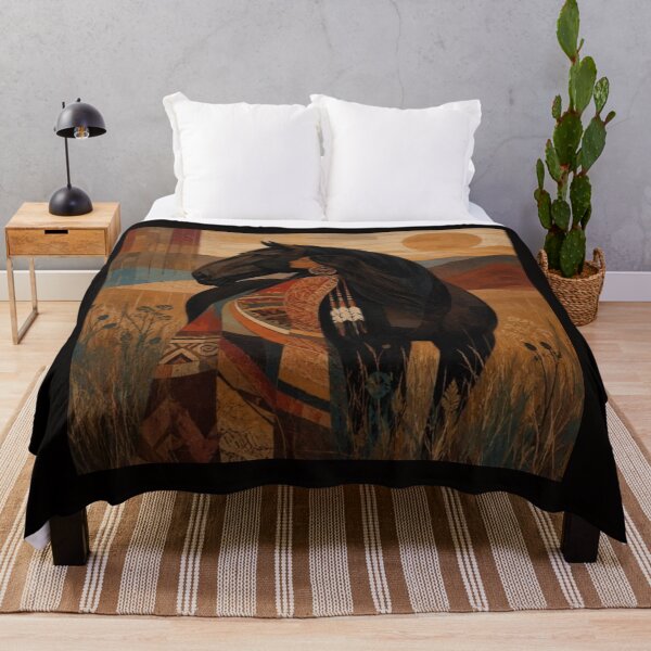 Item preview, Tribal Woman Black Horse Artwork  designed and sold by NivyasArtistry.
