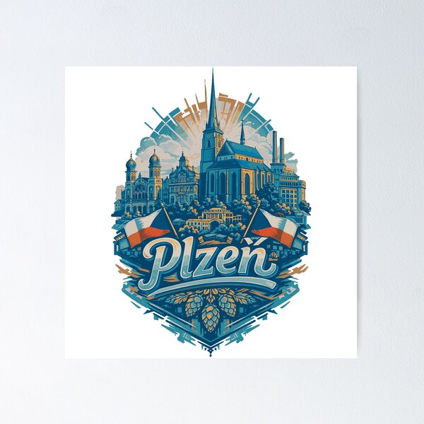 Item preview, Plzeň Skyline – Pride & Home Pilsen Design designed and sold by Pineapple-Tree.