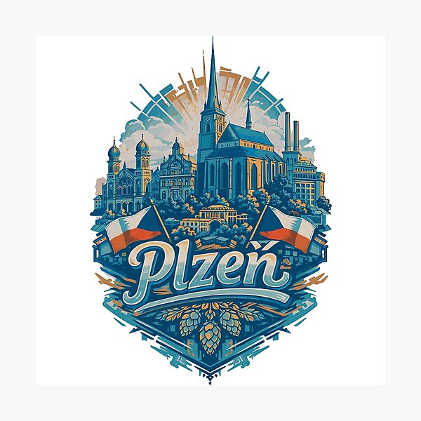 Item preview, Plzeň Skyline – Pride & Home Pilsen Design designed and sold by Pineapple-Tree.