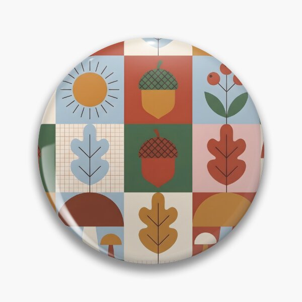 Item preview, Mid-Century Scandi Autumn Pattern - Hazelnut & Mushroom Folk Art designed and sold by ShabanMerch.