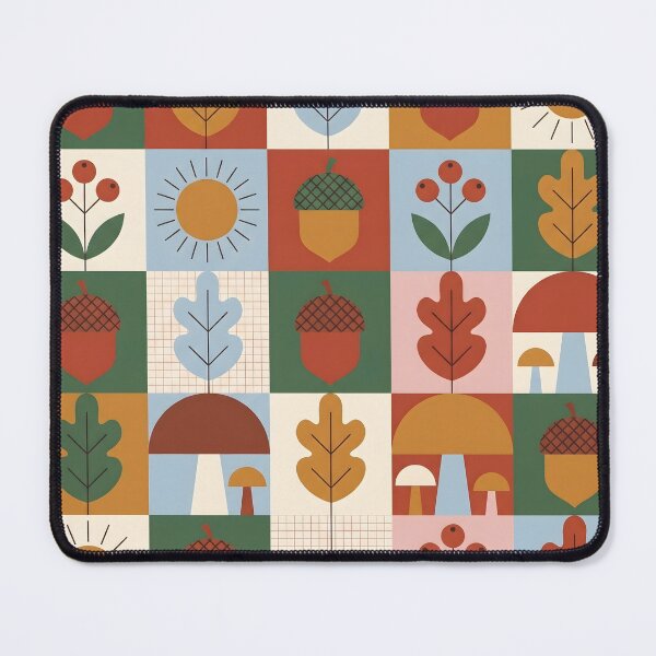 Item preview, Mid-Century Scandi Autumn Pattern - Hazelnut & Mushroom Folk Art designed and sold by ShabanMerch⭐⭐⭐.