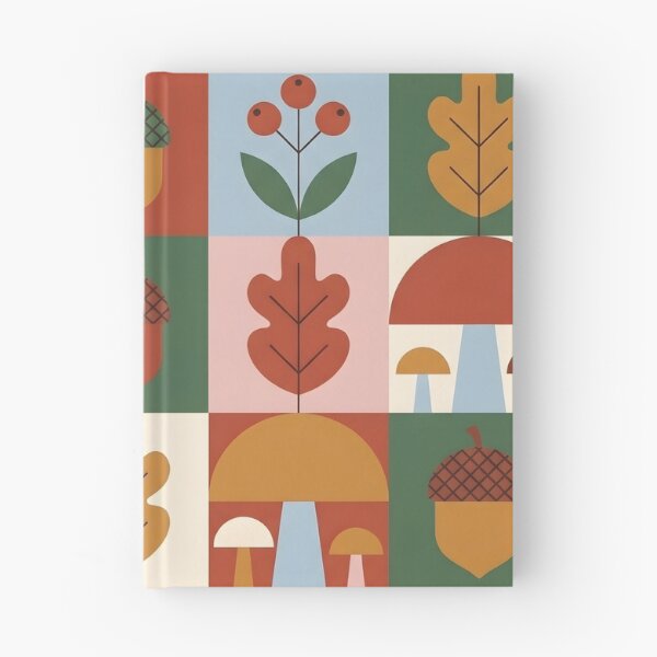 Item preview, Mid-Century Scandi Autumn Pattern - Hazelnut & Mushroom Folk Art designed and sold by ShabanMerch⭐⭐⭐.