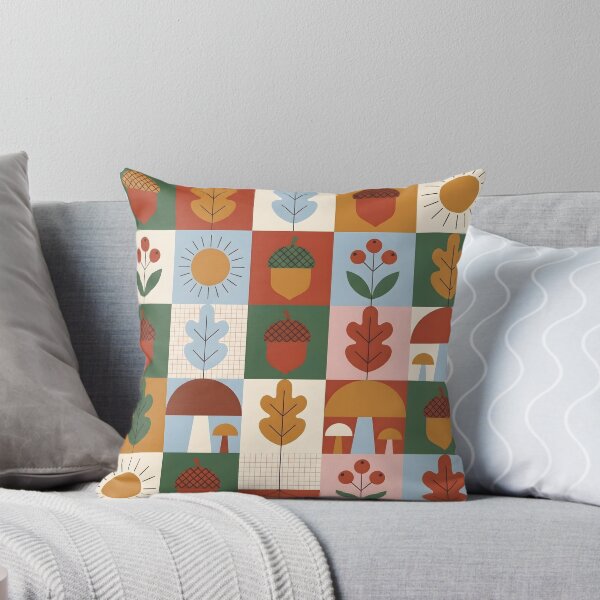 Item preview, Mid-Century Scandi Autumn Pattern - Hazelnut & Mushroom Folk Art designed and sold by ShabanMerch.
