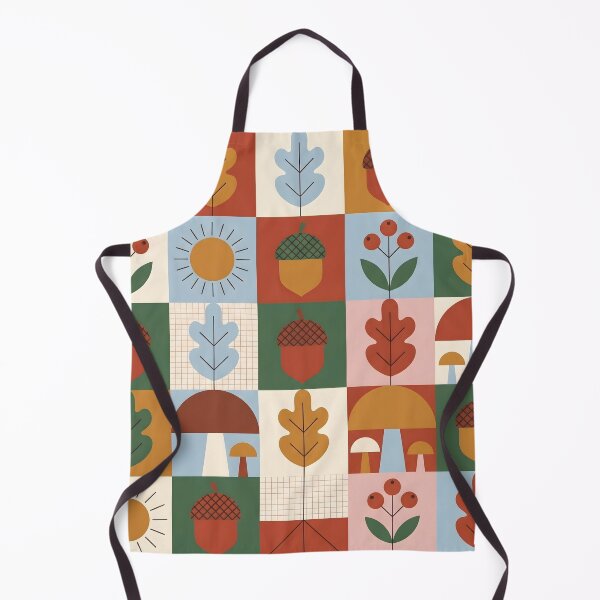 Item preview, Mid-Century Scandi Autumn Pattern - Hazelnut & Mushroom Folk Art designed and sold by ShabanMerch⭐⭐⭐.