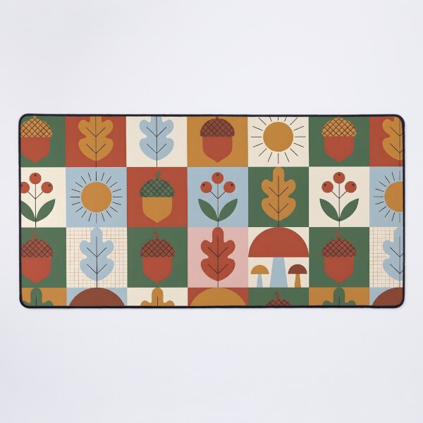 Item preview, Mid-Century Scandi Autumn Pattern - Hazelnut & Mushroom Folk Art designed and sold by ShabanMerch⭐⭐⭐.