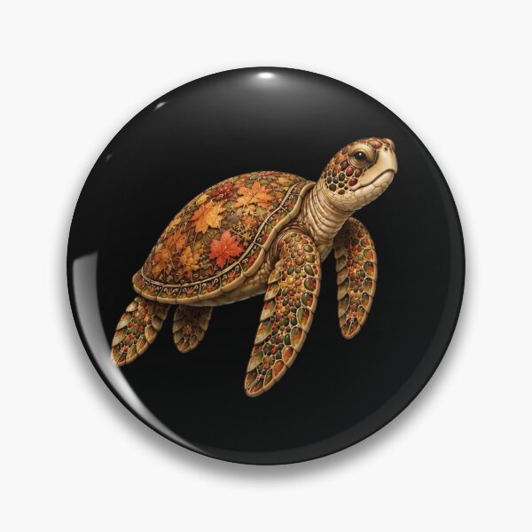 Artikelvorschau, Herbstschildkröte | Meeresschildkröte mit Herbstlaub | Meeresherbstkollektion entworfen und verkauft von Zaru Art Studio.