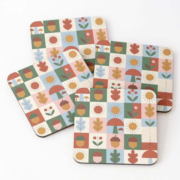 Item preview, Mid-Century Scandi Autumn Pattern - Hazelnut & Mushroom Folk Art designed and sold by ShabanMerch⭐⭐⭐.