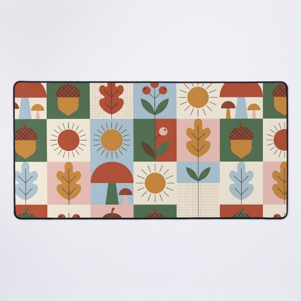 Item preview, Mid-Century Scandi Autumn Pattern - Hazelnut & Mushroom Folk Art designed and sold by ShabanMerch⭐⭐⭐.
