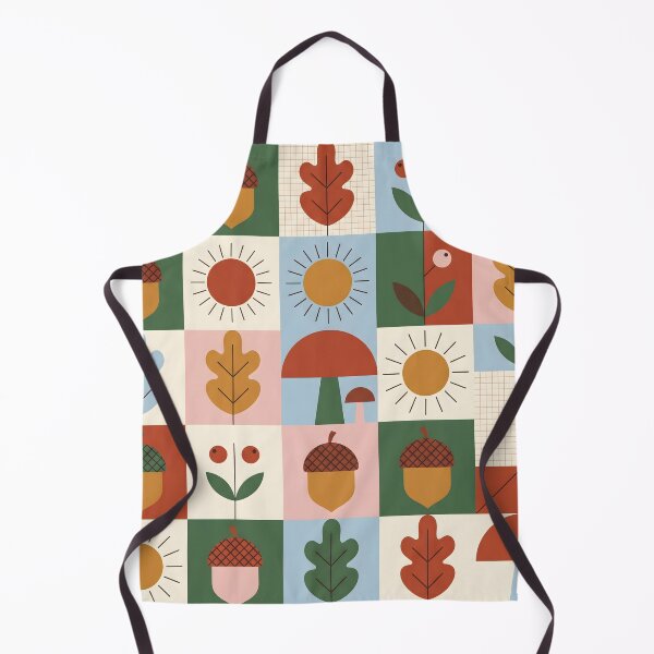 Item preview, Mid-Century Scandi Autumn Pattern - Hazelnut & Mushroom Folk Art designed and sold by ShabanMerch⭐⭐⭐.