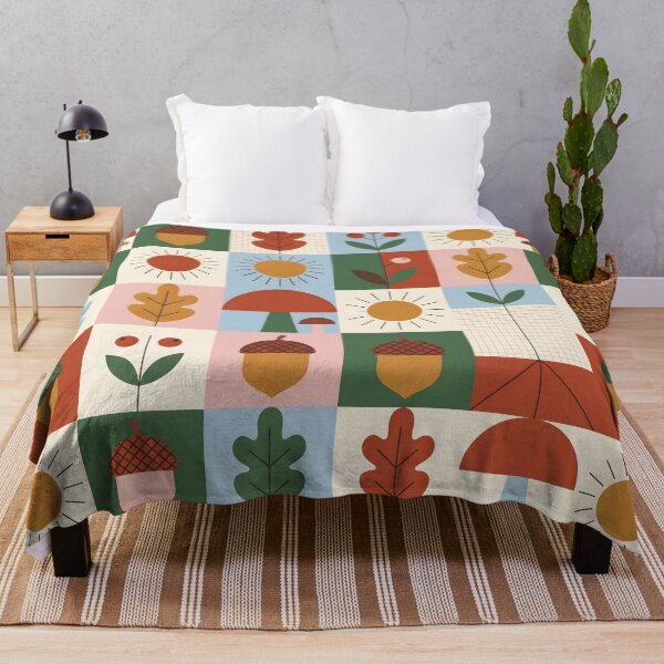 Item preview, Mid-Century Scandi Autumn Pattern - Hazelnut & Mushroom Folk Art designed and sold by ShabanMerch⭐⭐⭐.