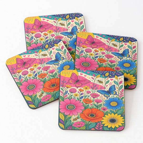 Item preview, Bold Folk Pop Art Wildflower Meadow Print designed and sold by Nexus Space.