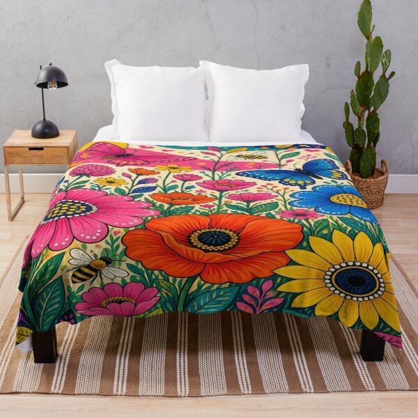 Item preview, Bold Folk Pop Art Wildflower Meadow Print designed and sold by Nexus Space.
