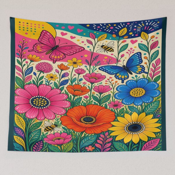 Item preview, Bold Folk Pop Art Wildflower Meadow Print designed and sold by Nexus Space.