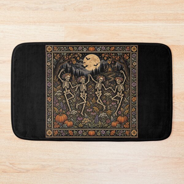 Item preview, Dancing Skeletons in a Haunted Wildflower Garden designed and sold by ParfaitPrints.