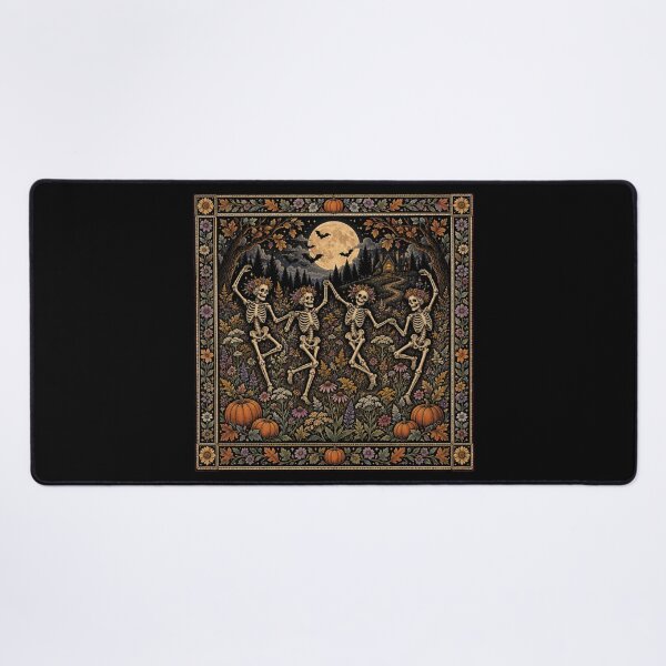 Item preview, Dancing Skeletons in a Haunted Wildflower Garden designed and sold by ParfaitPrints.