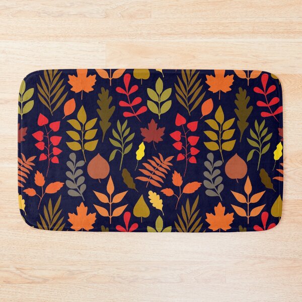 Item preview, Autumn Leaves Seamless Pattern Fall Foliage Dark Navy designed and sold by SmallDart Creations.