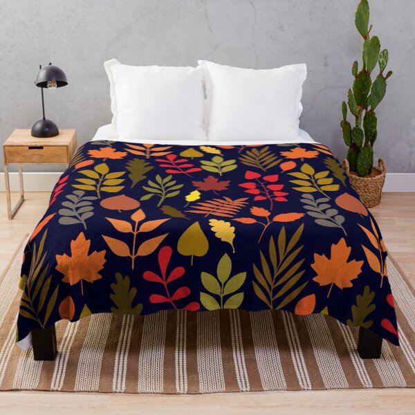 Item preview, Autumn Leaves Seamless Pattern Fall Foliage Dark Navy designed and sold by SmallDart Creations.