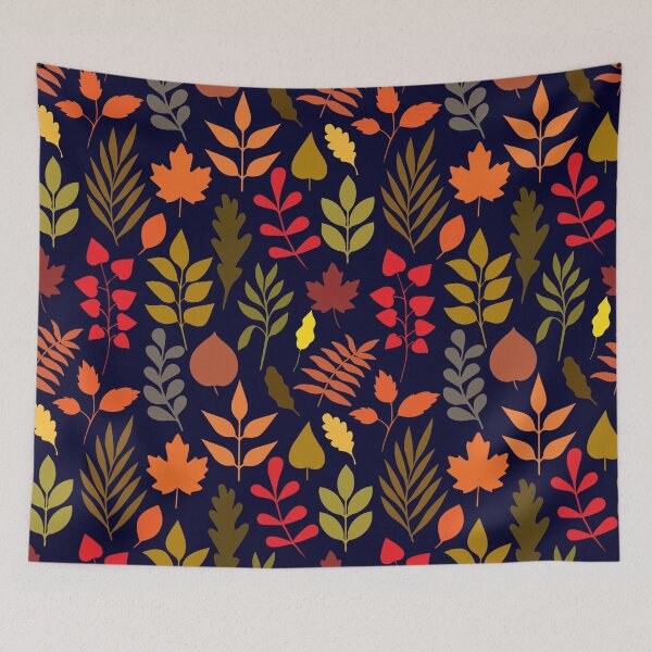 Item preview, Autumn Leaves Seamless Pattern Fall Foliage Dark Navy designed and sold by SmallDart Creations.