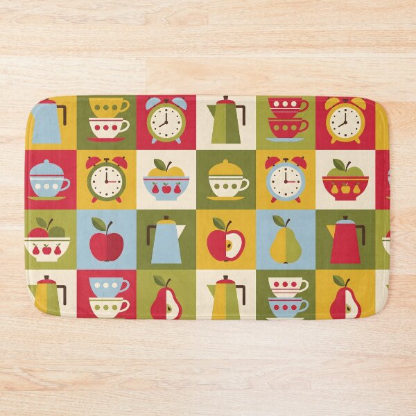 Item preview, Mid-Century Retro Kitchen Pattern - Scandi Folk Art designed and sold by ShabanMerch⭐⭐⭐.