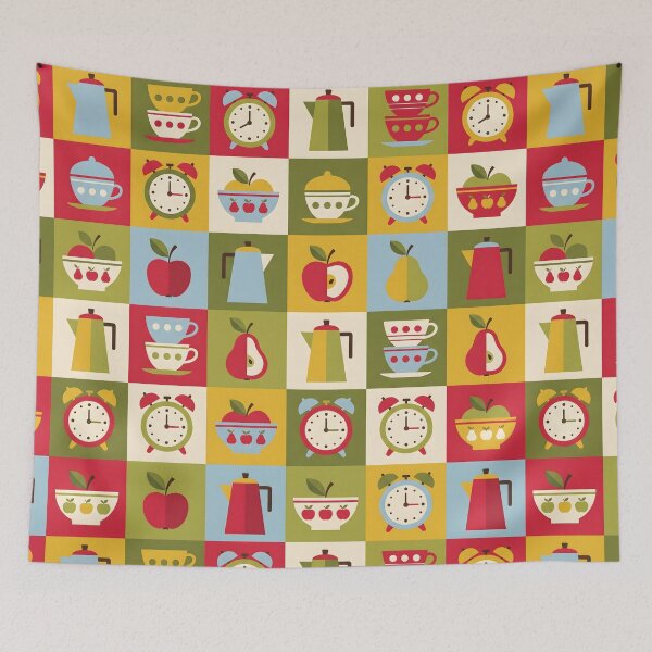 Item preview, Mid-Century Retro Kitchen Pattern - Scandi Folk Art designed and sold by ShabanMerch.