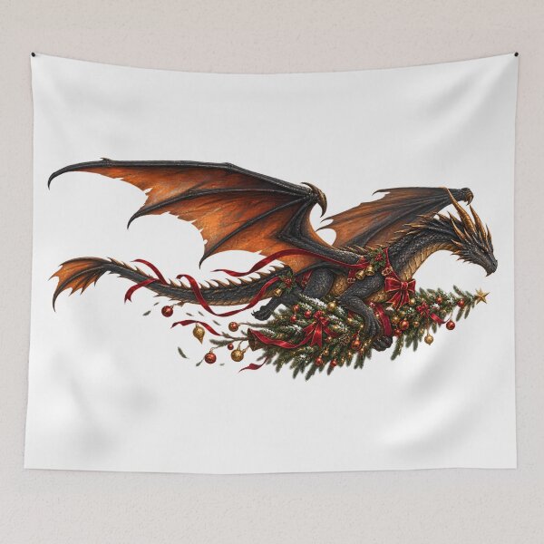 Item preview, Christmas Dragon with Tree designed and sold by ColorFlowArt.