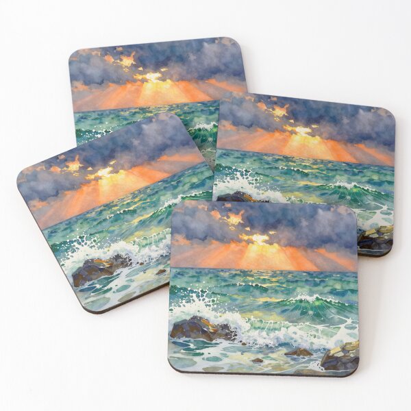 Item preview, Dramatic Ocean Sunset and Waves designed and sold by Serene Strokes Art.