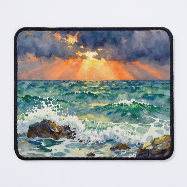 Item preview, Dramatic Ocean Sunset and Waves designed and sold by Serene Strokes Art.