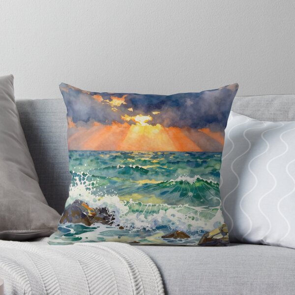 Item preview, Dramatic Ocean Sunset and Waves designed and sold by Serene Strokes Art.