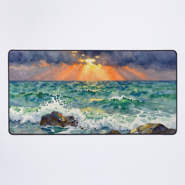 Item preview, Dramatic Ocean Sunset and Waves designed and sold by Serene Strokes Art.
