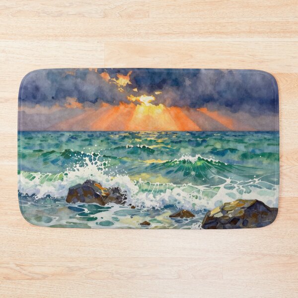 Item preview, Dramatic Ocean Sunset and Waves designed and sold by Serene Strokes Art.