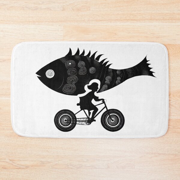 Item preview, Fish and girl riding a bicycle designed and sold by anytka.