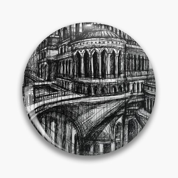 Item preview, Imaginary City Architectural Sketch – Black and White Urban Fantasy Art designed and sold by IlustratorCAT.