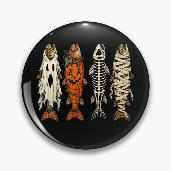 Item preview, Halloween Fishing Ghost Pumpkin Skeleton Mummy Fish designed and sold by suhairee-studio.