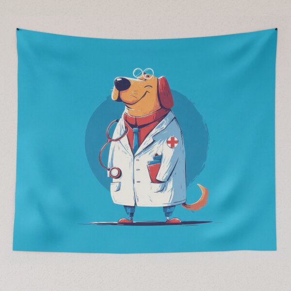 Item preview, Dog dressed as a doctor in a clinic designed and sold by anytka.