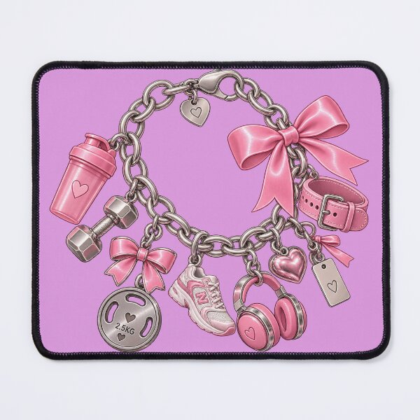 Item preview, Gym Girlie Charm Bracelet – Cute Pink Weightlifting Sticker – Gift for Gym Girls designed and sold by Infinite Images.
