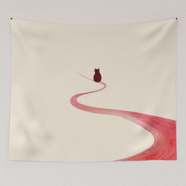 Item preview, Cat on a winding red path designed and sold by anytka.