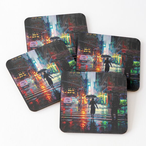Item preview, Rainy NYC Silhouette - Impressionist Cityscape Art designed and sold by CleverCulture.