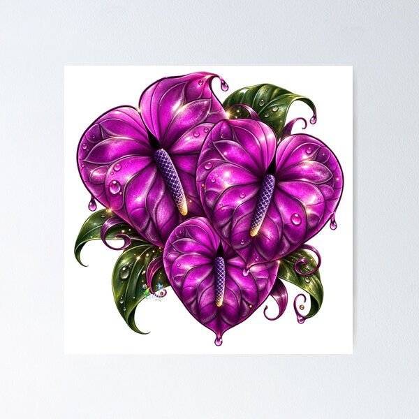 Item preview, Purple anthuriums from Namaloue designed and sold by cheznamaloue.