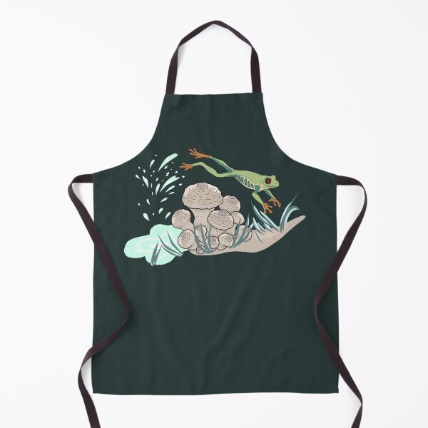 Item preview, Jumping Tree Frog with Wild Mushrooms Illustration - Cottagecore Nature Art designed and sold by LeshanArt.