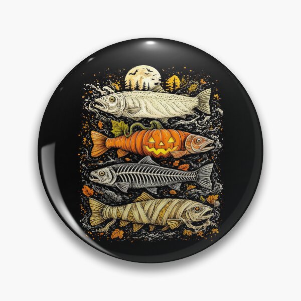 Item preview, Halloween Fishing Ghost Pumpkin Skeleton Mummy Fish designed and sold by suhairee-studio.