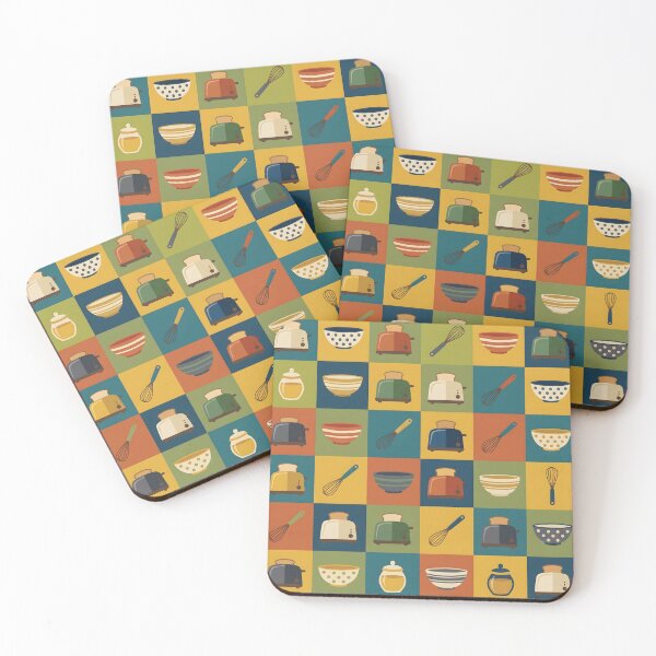 Item preview, Mid-Century Retro Kitchen Pattern - Scandi Folk Art designed and sold by ShabanMerch⭐⭐⭐.