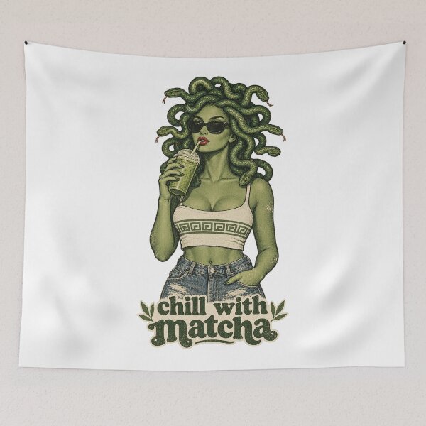 Item preview, Chill With Matcha Funny Medusa Vintage Aesthetic Gift designed and sold by Artycom.