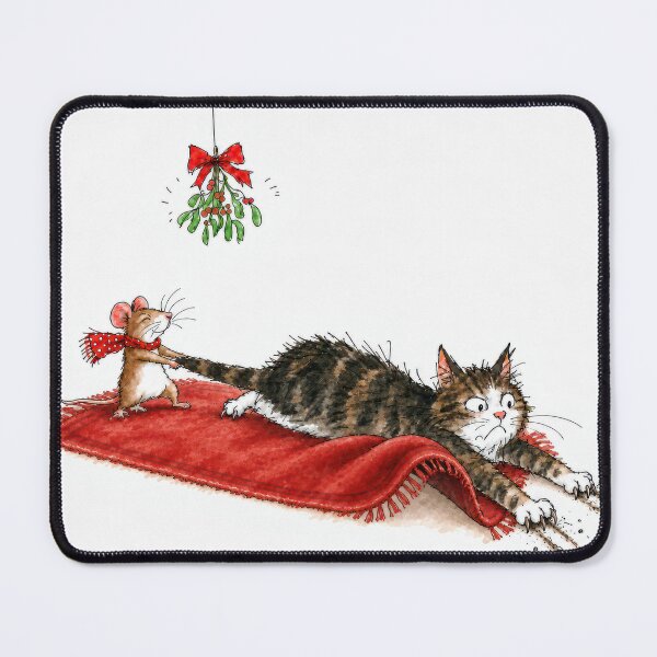 Item preview, Mouse Dragging a Cat Under a Mistletoe designed and sold by Maria Dryfhout.