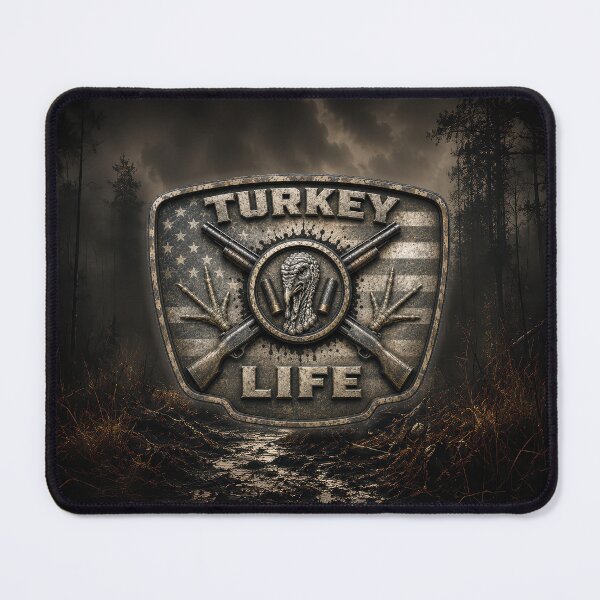 Item preview, Turkey Life American Flag Wild Turkey Hunting Shotgun Logo Wall Art for Turkey Hunters designed and sold by artistwill.