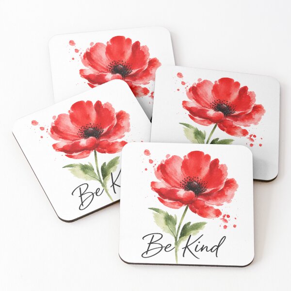 Item preview, Be Kind Red Poppy Watercolor Floral Art designed and sold by ParfaitPrints.