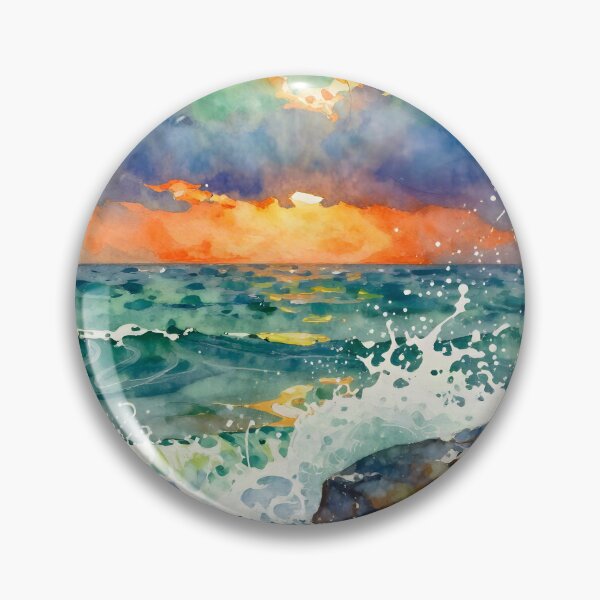 Item preview, Ocean Waves and Sunset  designed and sold by Serene Strokes Art.